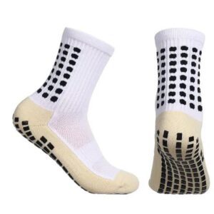 5 Set of White Anti Slip Socks For Football, Basketball, Running, Fitness and Sports